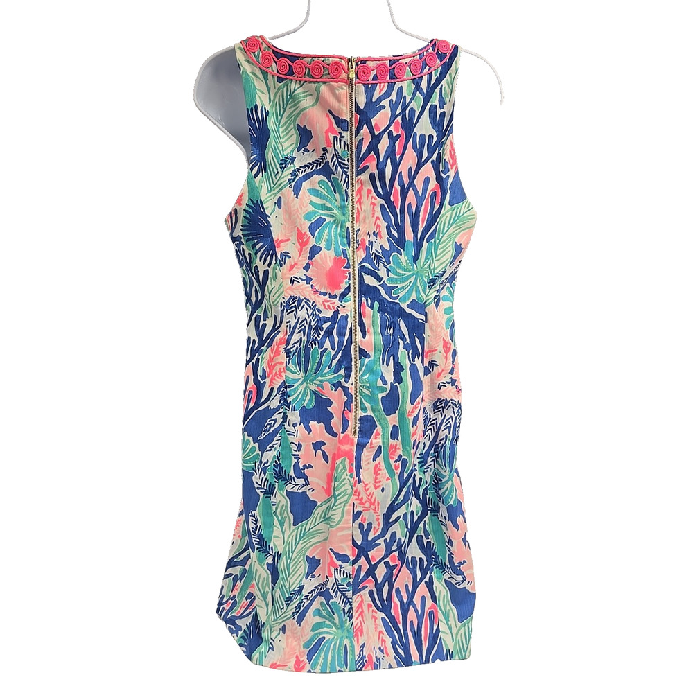 Lilly Pulitzer Womens Dress Gabby Shift Blues Aquatic Pattern Size 4 Small - Picture 2 of 14